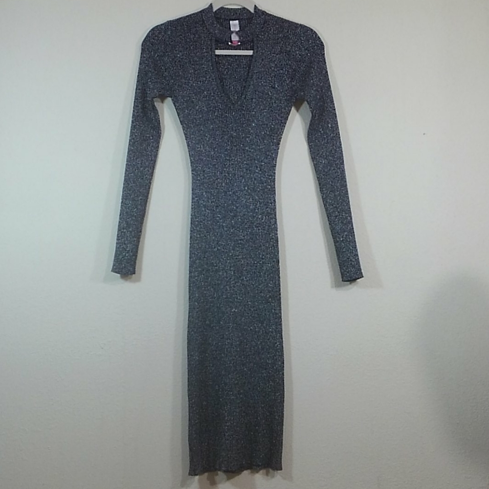 No Boundaries Black Metallic Body-Hugging Dress L